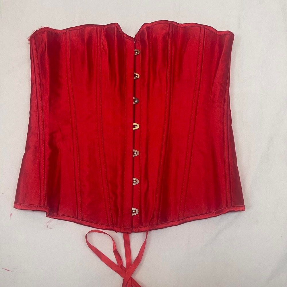 Red satin woman's corset